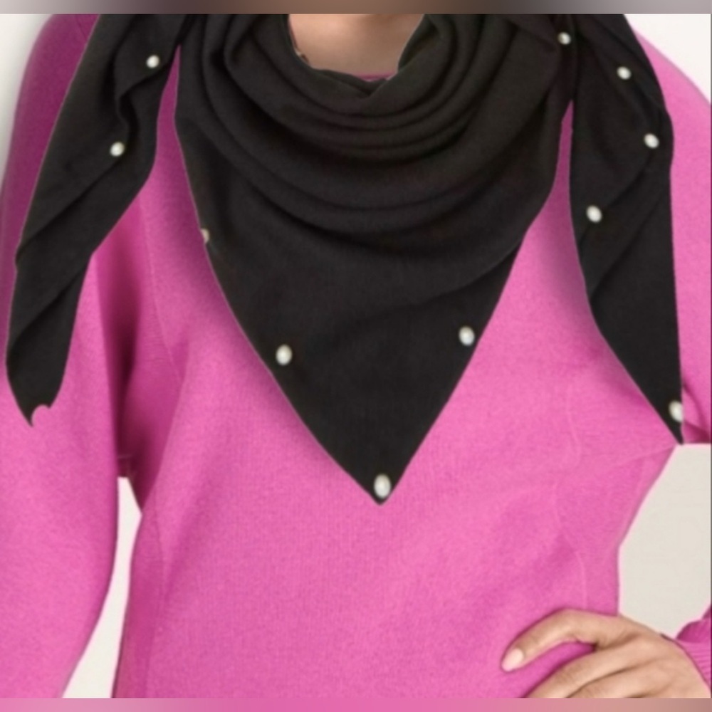 Ann Taylor black pearl blanket scarf NWT